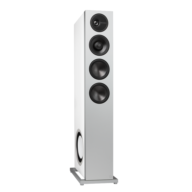 D15 High-Performance Tower Speaker with Dual 8” Passive Bass Radiators (White Right)