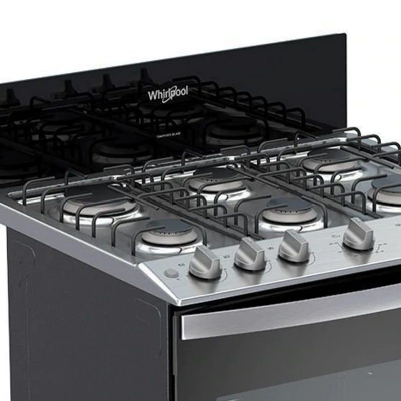 30" Gas Stove with 6 Burners Black