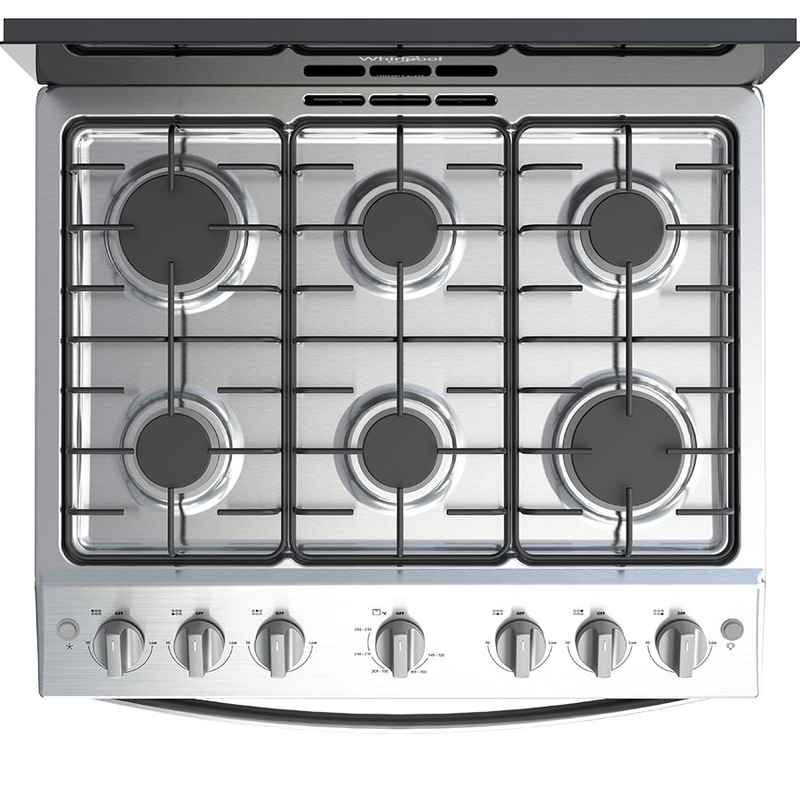 30" Gas Stove with 6 Burners Black