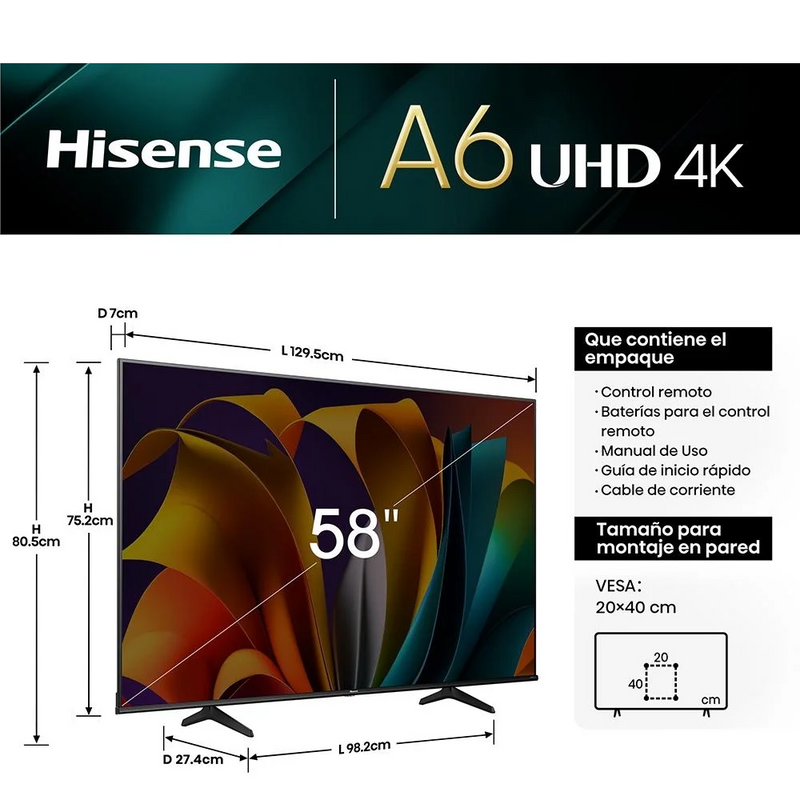 Televisor de 58" | 4K | Smart TV | LED | Ultra HD