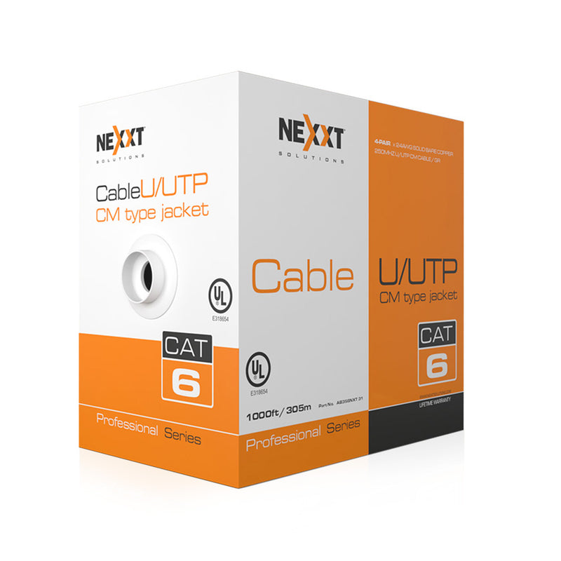 Cable U/UTP Cat 6 para velocidades Giga, con revestimiento tipo CM