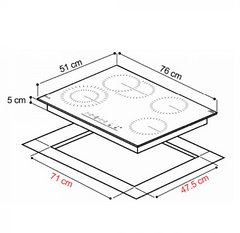 Estufa (Tope) electrico de 76cm | 4 quemadores | Cooktop