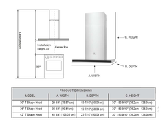 36'' Wall-Mount T Shape Hood