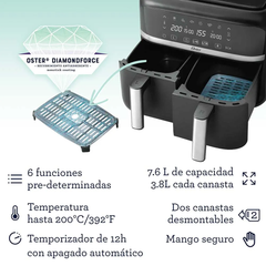 Freidora de aire dual Oster® con recubrimiento antiadherente DiamondForce