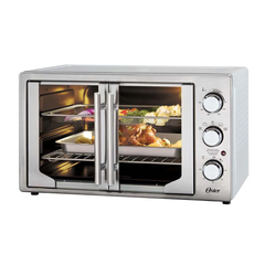 Horno Oster® extra grande puertas estilo francés con freidora de aire y recubrimiento interno antiadherente