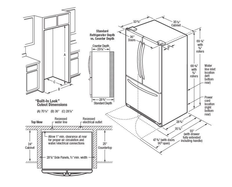 26.8 Pies Cúbico Refrigerador French Door | Dispensador de Agua y Hielo