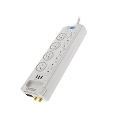 Protector Contra Sobretensiones 1800J/ 1750W, 11 salidas, USB, RJ45 y Coaxial-120V/240V