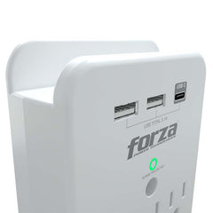 Toma de Pared con Protector Contra Sobretensiones 490J/1875W, 3 Salidas, Puertos USB, 120V