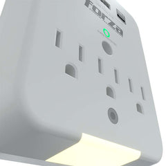 Toma de Pared con Protector Contra Sobretensiones 490J/1875W, 3 Salidas, Puertos USB, 120V