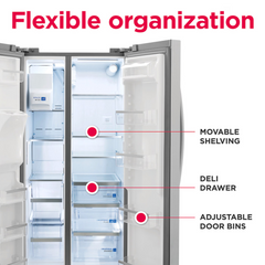 22 Pies Cúbico Refrigerator Side-by-Side | Dispensador de Agua y Hielo | Standard Depth