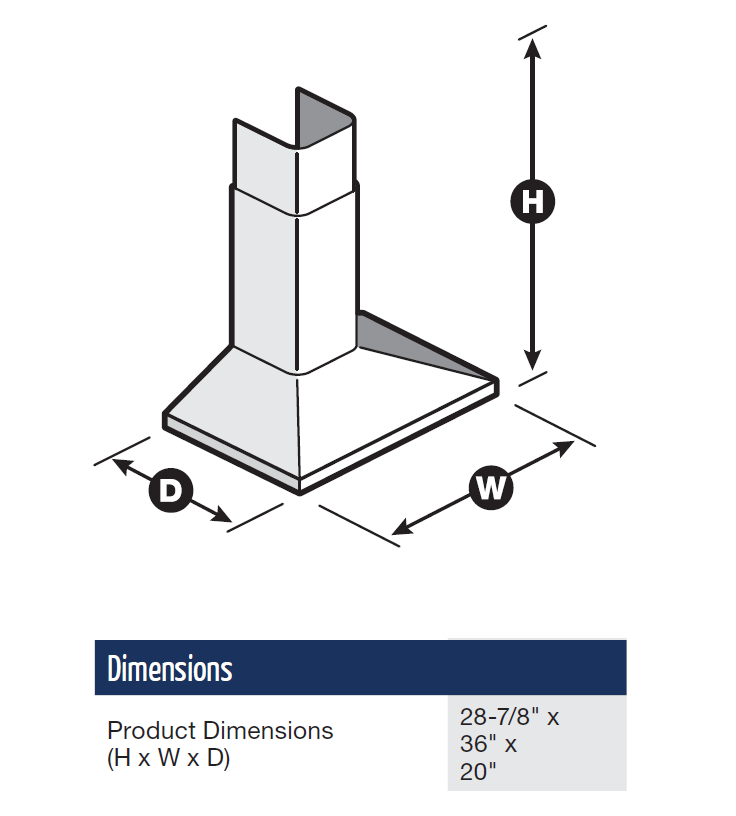 Extractor de pared de 36 pulgadas (36") | Extractor de grasa