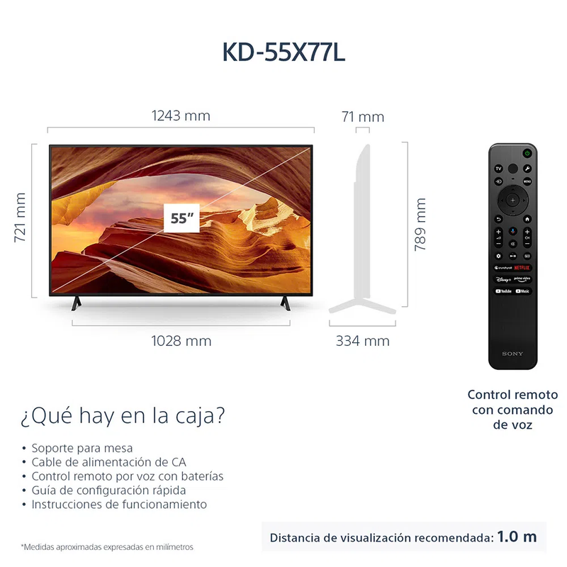 Televisor de 55" X77L | 4K Ultra HD | Alto rango dinámico (HDR) | Google TV | Control de voz con Google Assistant