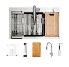 Kit PESCARA fregador + grifo de acero inoxidable 2 tinas