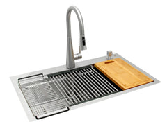 Kit PESCARA fregador + grifo de acero inoxidable 2 tinas