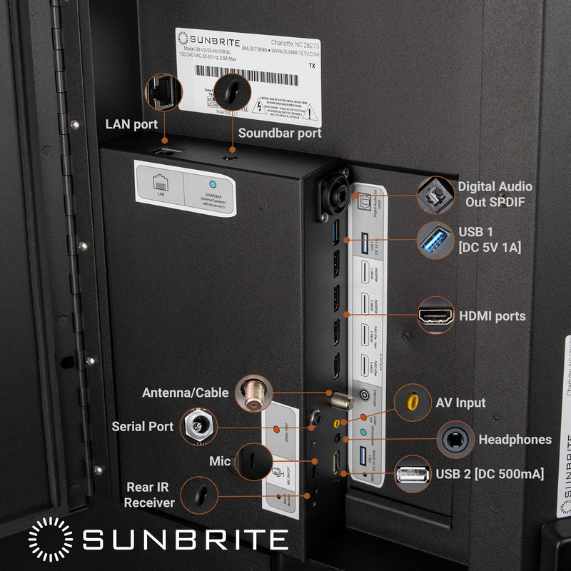 SunBrite Verdana Series | Televisor De 55" | 4K | Outdoor TV | UHD | HDR | Full Shade | Black