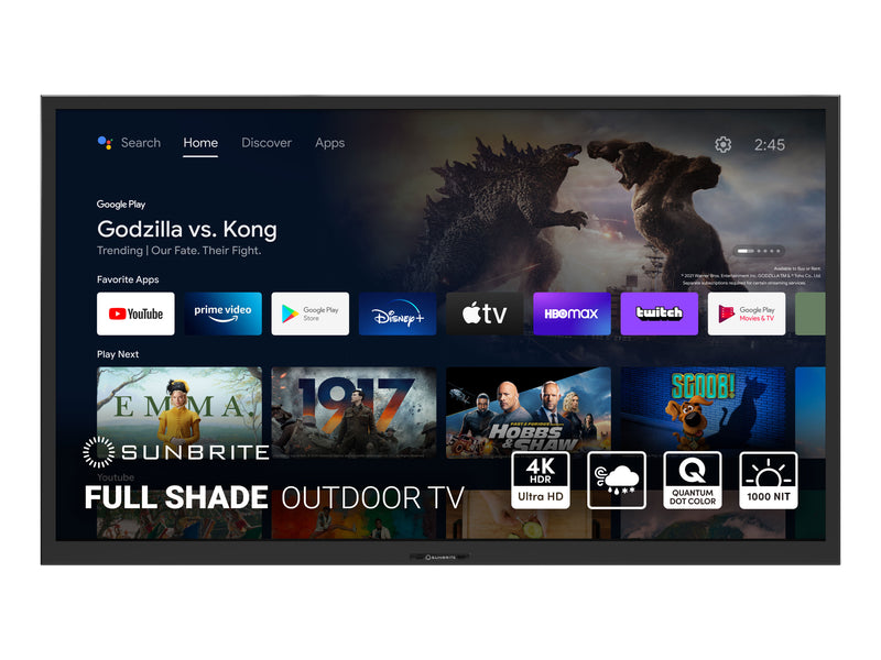 SunBrite Verdana Series | Televisor De 55" | 4K | Outdoor TV | UHD | HDR | Full Shade | Black