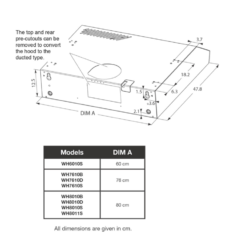 Extractor bajo gabinete de 60 cm | Extractor de grasa