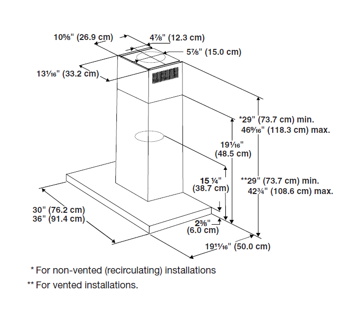 Extractor de pared de 36 pulgadas (36") | Extractor de grasa