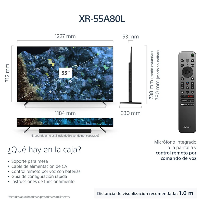 Televisor de 55" A80L | 4K Ultra HD | Alto rango dinámico (HDR) | Google TV | Control de voz con Google Assistant  | BRAVIA XR | OLED