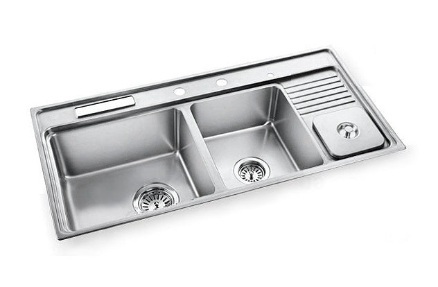39 ½” Drop In Double Bowl Stainless Steel Sink with Soap Dispenser