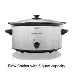 5 Quart Slow Cooker, Silver