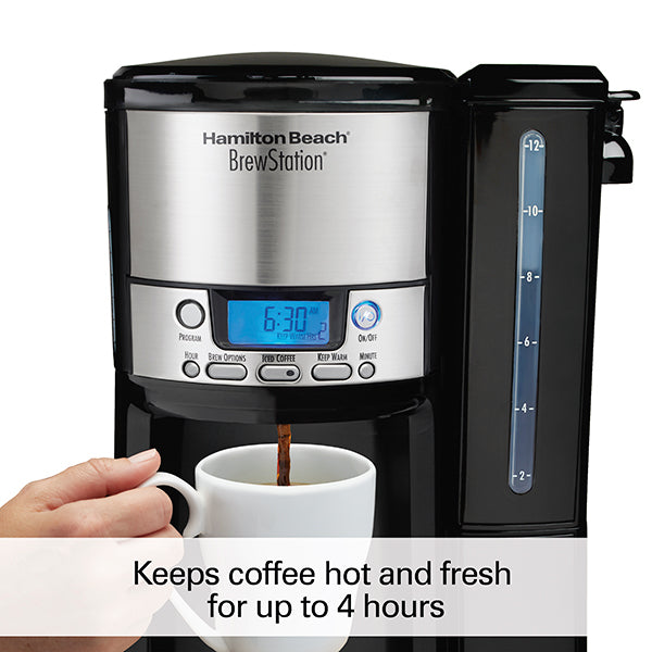 12 Cup Coffee Maker with Removable Reservoir, Black & Stainless