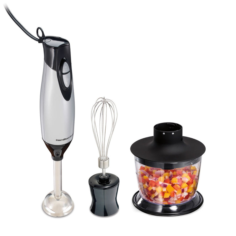 2 Speed Hand Blender with Whisk and Chopping bowl, Silver