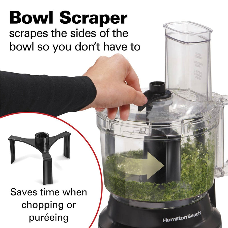 10-Cup Food Processor with Bowl Scraper, Black & Stainless