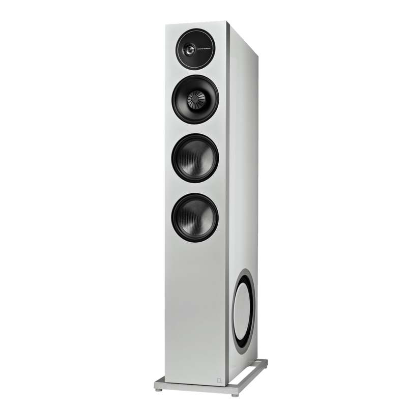 Flagship Tower Loudspeaker with Dual 10" Passive Bass Radiators (White Left)