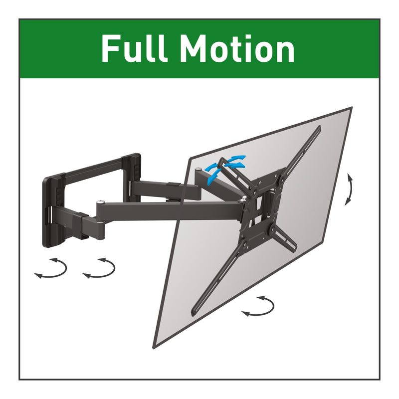 32" - 90" 4 Movement Flat/ Curved TV Wall Mount, Full Motion - Rotate, Fold, Swivel & Tilt