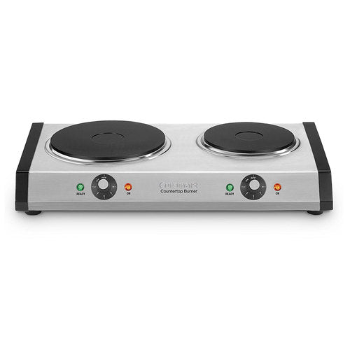 Cast-Iron Double Burner, Stainless Steel