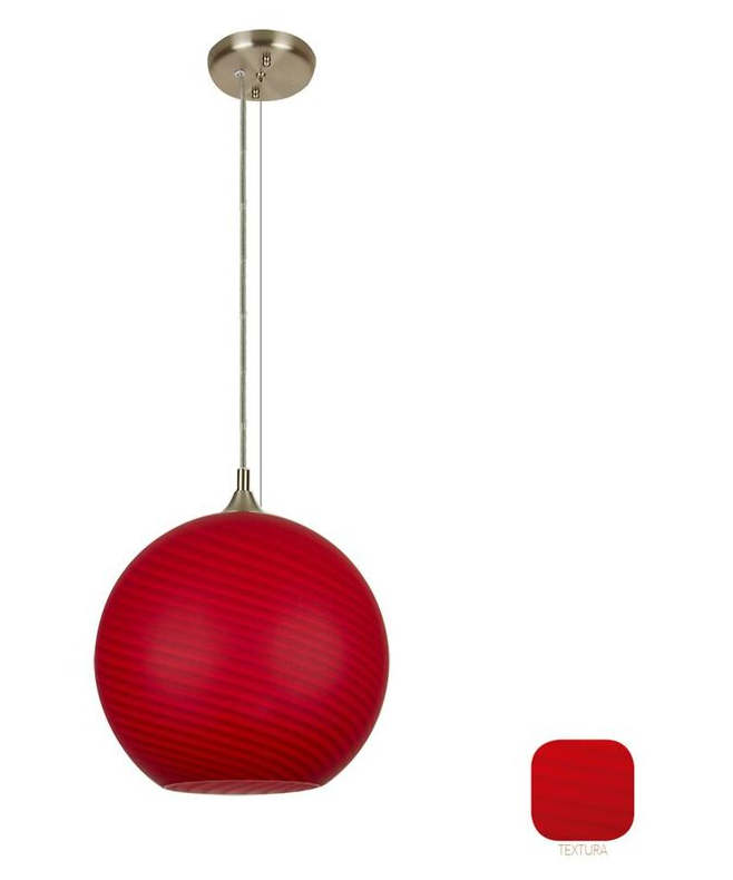 Lámpara Colgante Decorativa Interior Suspendida, Cristal Rojo, Base E26 20W 100-240V