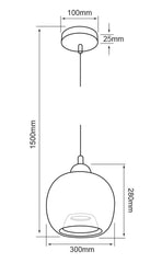 Lámpara colgante, interior de vidrio ámbar suspendido L100-240VE27