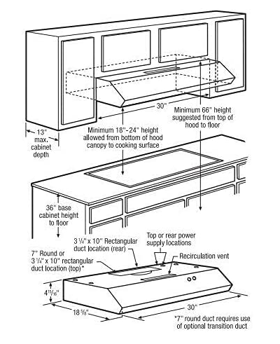Extractor bajo gabinete de 30 pulgadas (30") | Extractor de grasa