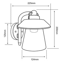 Farol exterior, pantalón de bronce antiguo. Cristal, base E26