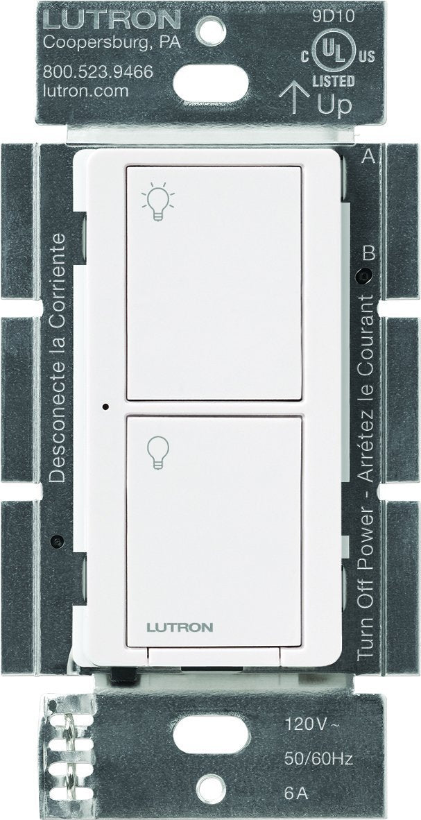 Lutron Caseta Wireless Switch, Multi-Location, In-Wall, 6 Amp, White