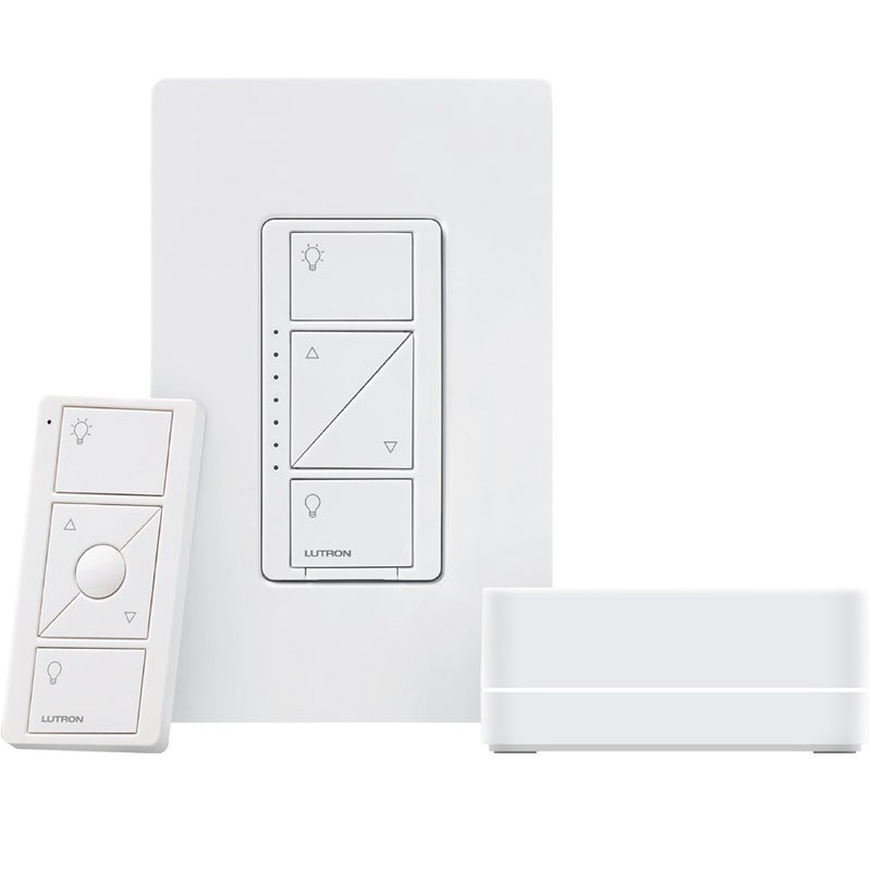 Lutron Caseta Wireless Smart Lighting Starter Kit: 1 Smart Bridge, 1 In-Wall Smart Dimmer with Wallplate and 1 Pico Remote, Works with Alexa