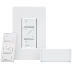 Lutron Caseta Wireless Smart Lighting Starter Kit: 1 Smart Bridge, 1 In-Wall Smart Dimmer with Wallplate and 1 Pico Remote, Works with Alexa