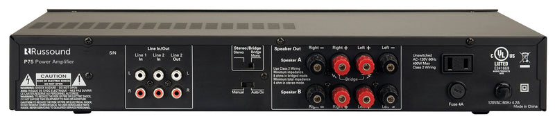 P75 Amplificador de 2 canales doble fuente de 75w