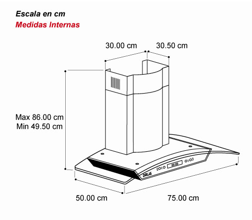 Extractor de pared de 76 cm | Extractor de grasa