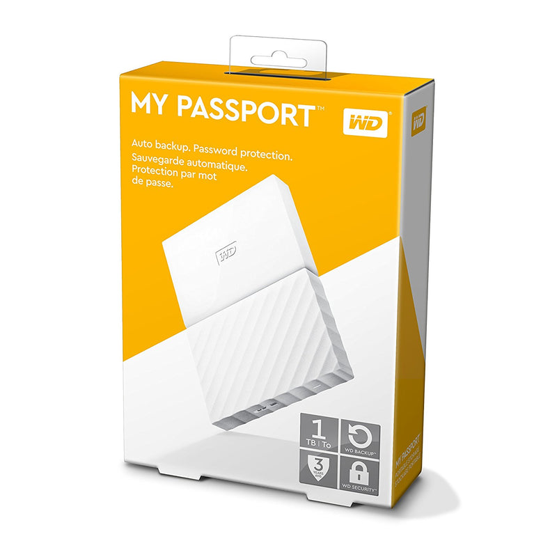 WD 1TB White My Passport  Portable External Hard Drive - USB 3.0